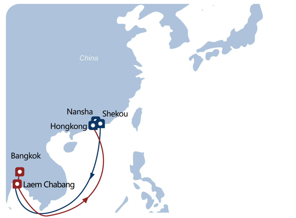 China to Thailand Global Service Network Map